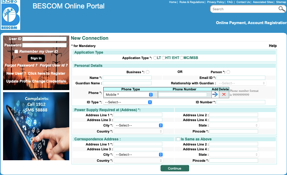BESCOM New connection