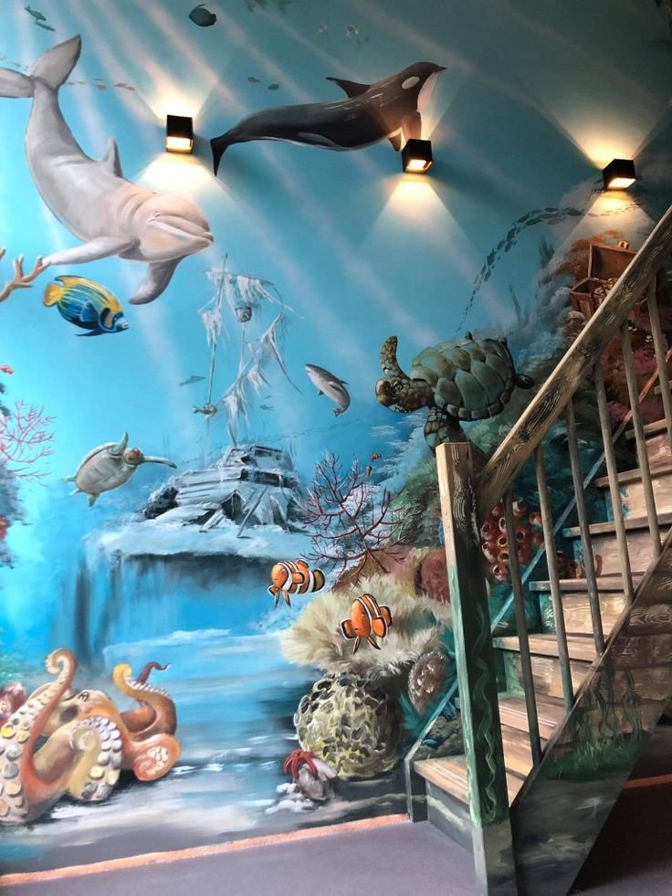 Ocean-inspired mural painting