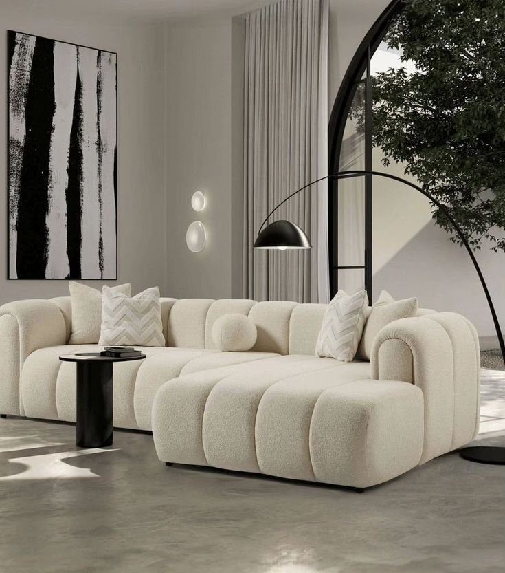 Lighting on L-shaped sofa
