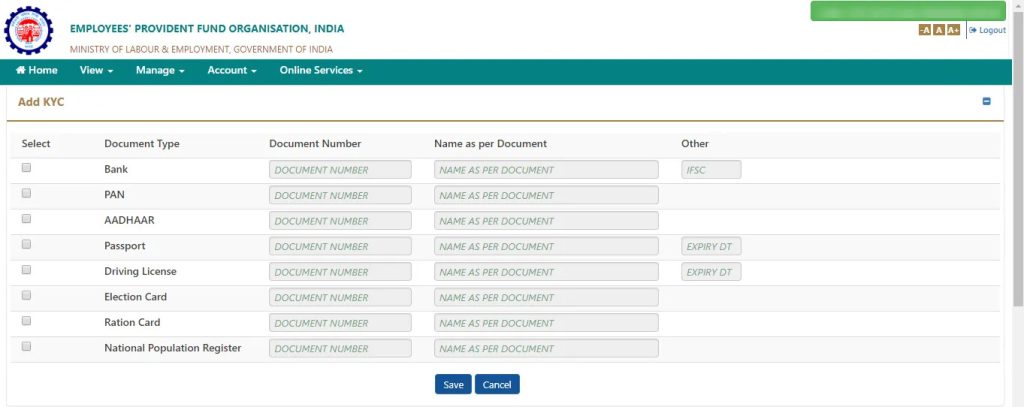 Documents Need for UAN 