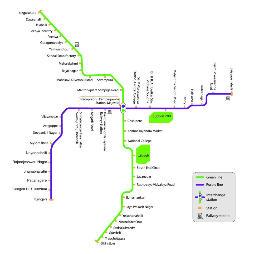 Bengaluru's Namma Metro Map-Routes , Fares &Timings