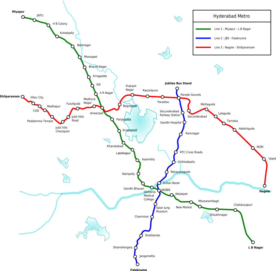 sr nagar metro station route map