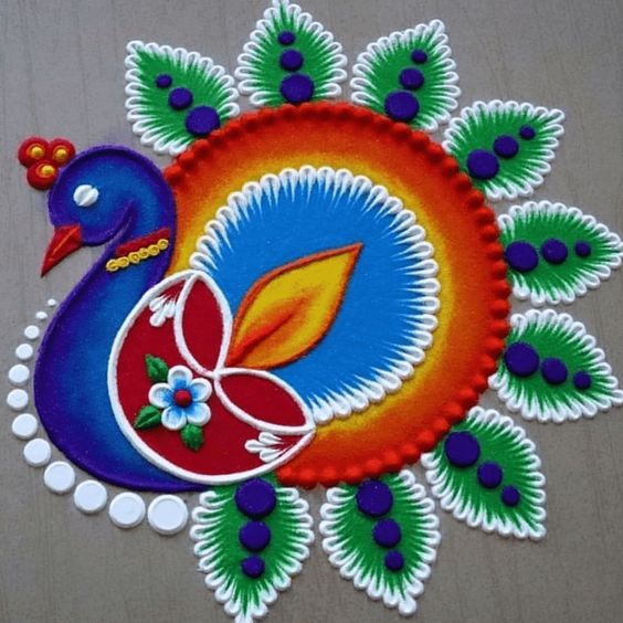 peacock rangoli design