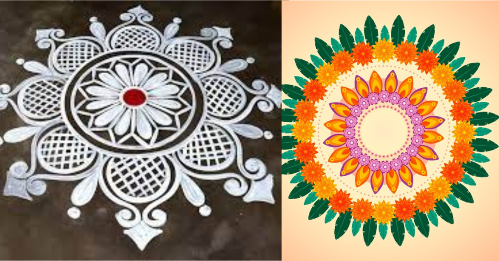 Round Colourful Kolam Rangoli Design