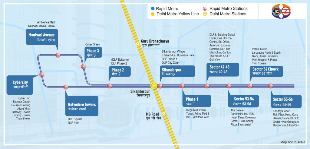 Delhi Metro Rapid Line (RMGL) route map