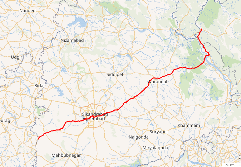 NH 163 route map