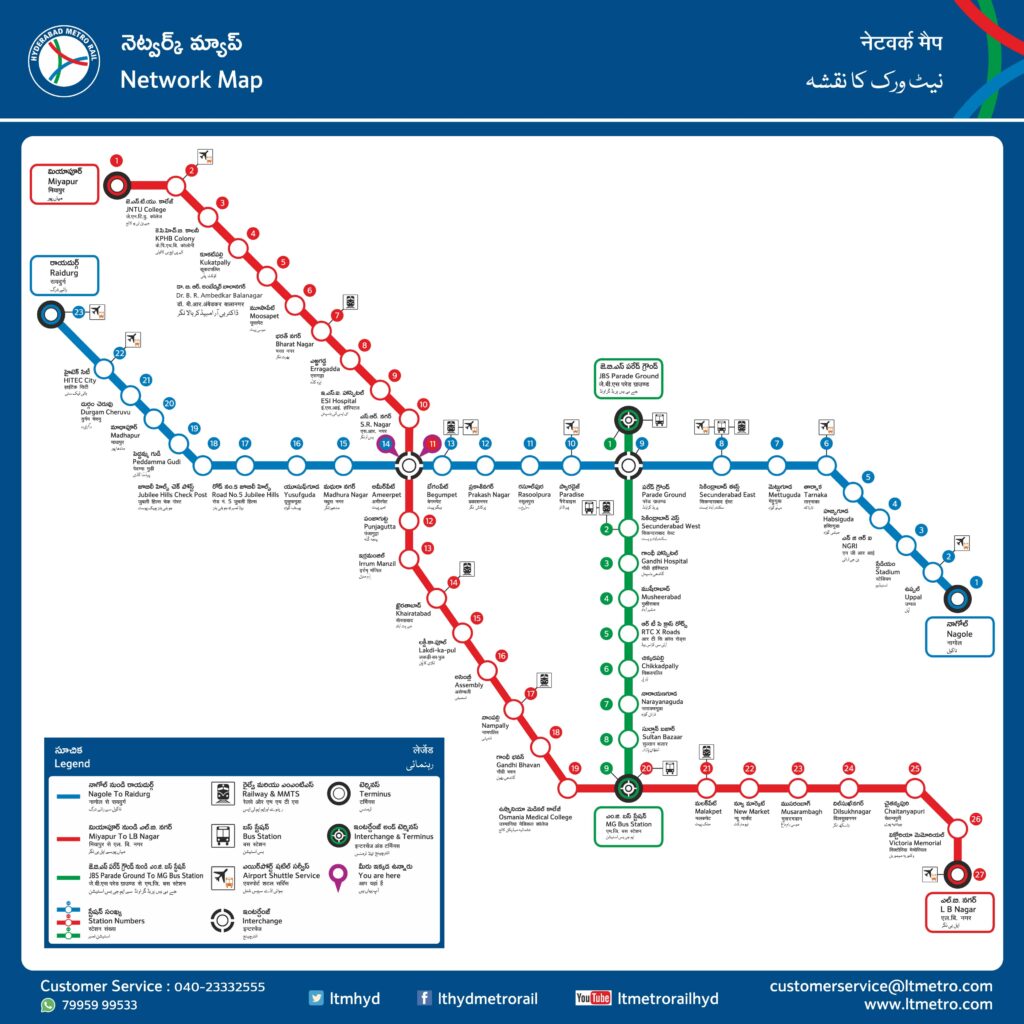 hyderabad metro route map