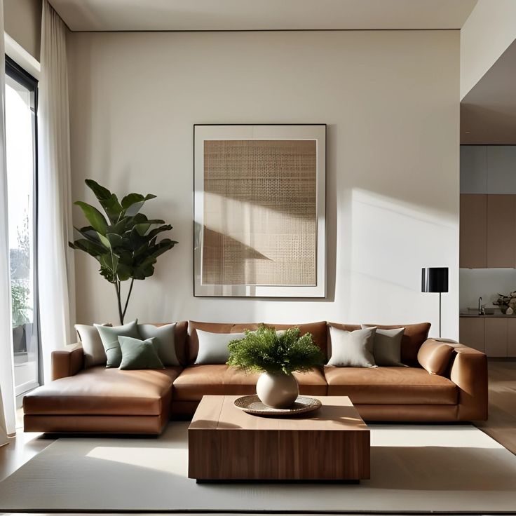 L-shaped sofa Near Windows