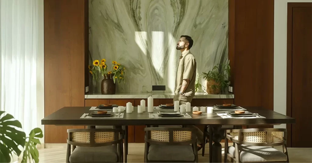 virat kohli house in alibaug dining area